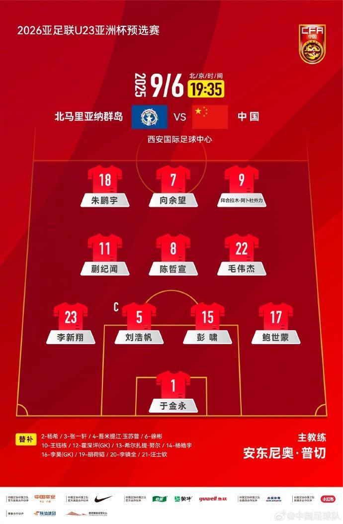 U23亚预赛王钰栋半场独造7球，中国队10球大胜业余球队
